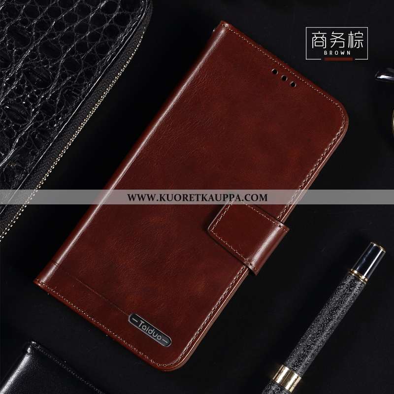 Kuori Huawei Y7 2020, Kuoret Huawei Y7 2020, Kotelo Huawei Y7 2020 Aito Nahka Nahkakuori 2020 Ruskea