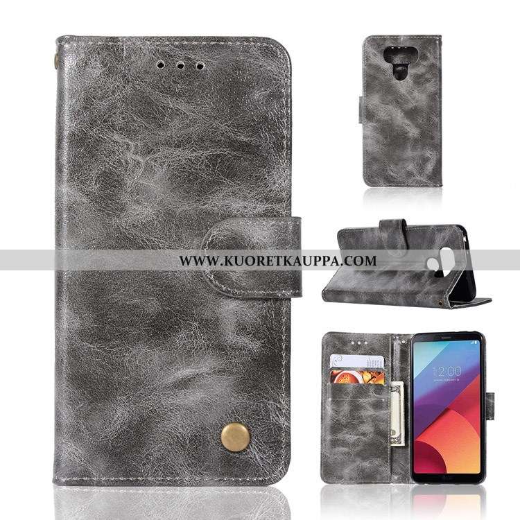 Kuori Lg G6, Kuoret Lg G6, Kotelo Lg G6 Nahkakuori Vuosikerta Harmaa