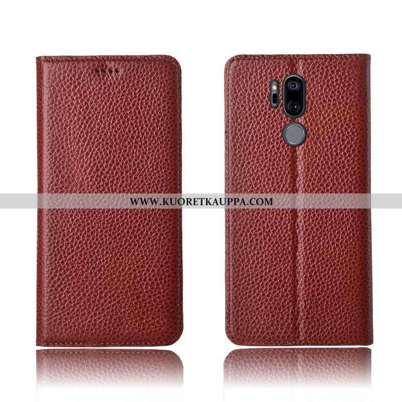 Kuori Lg G7 Thinq, Kuoret Lg G7 Thinq, Kotelo Lg G7 Thinq Aito Nahka Silikoni Khaki Simpukka Murtuma