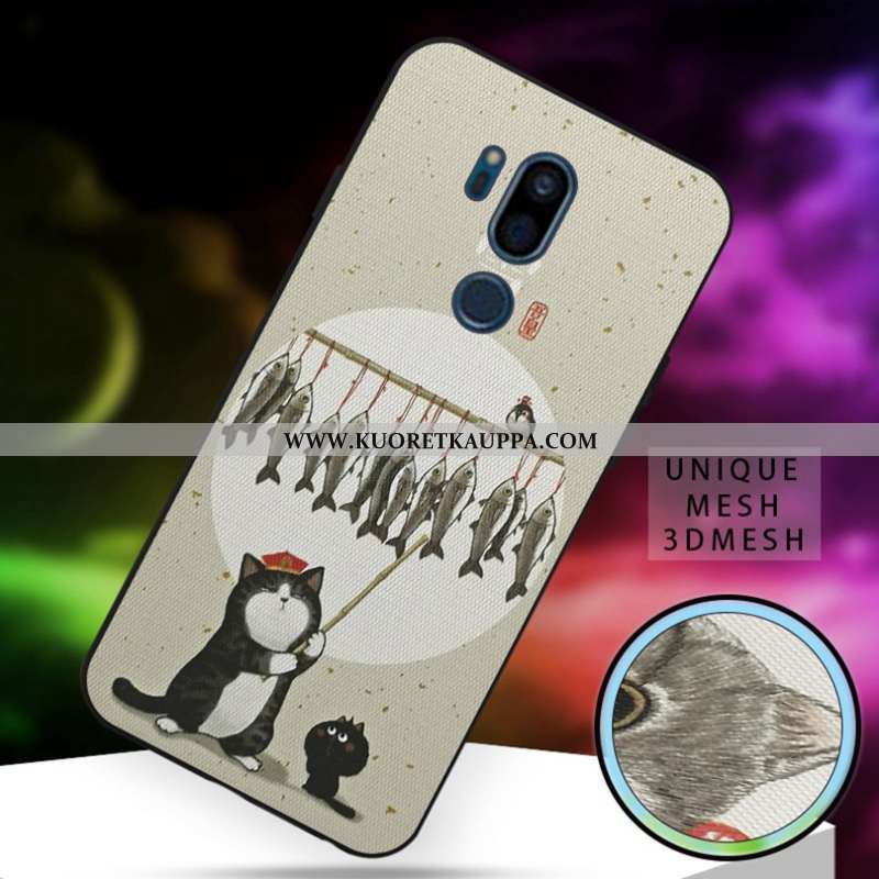 Kuori Lg G7 Thinq, Kuoret Lg G7 Thinq, Kotelo Lg G7 Thinq Ihana Pehmeä Neste L Kissa Valkoinen