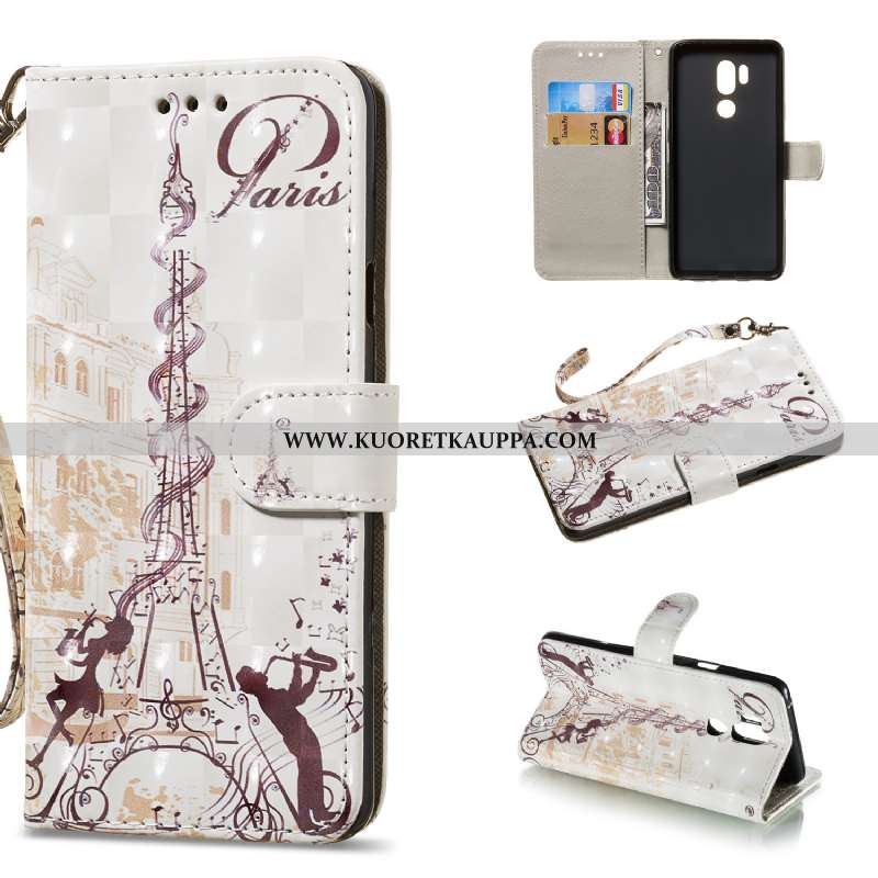 Kuori Lg G7 Thinq, Kuoret Lg G7 Thinq, Kotelo Lg G7 Thinq Nahkakuori Suojaus Tuki Malli Sininen