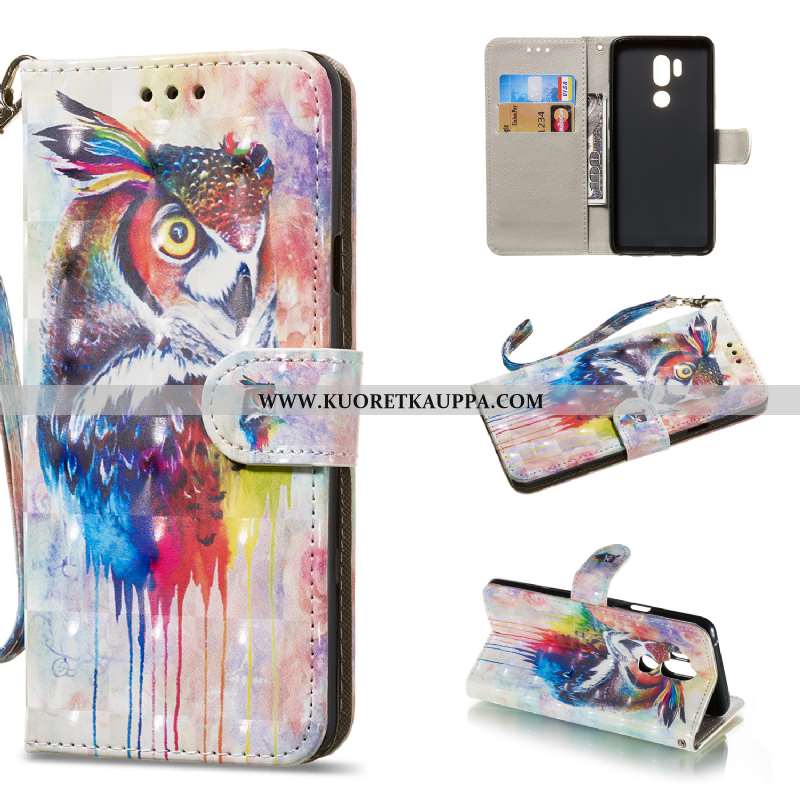 Kuori Lg G7 Thinq, Kuoret Lg G7 Thinq, Kotelo Lg G7 Thinq Nahkakuori Suojaus Tuki Malli Sininen