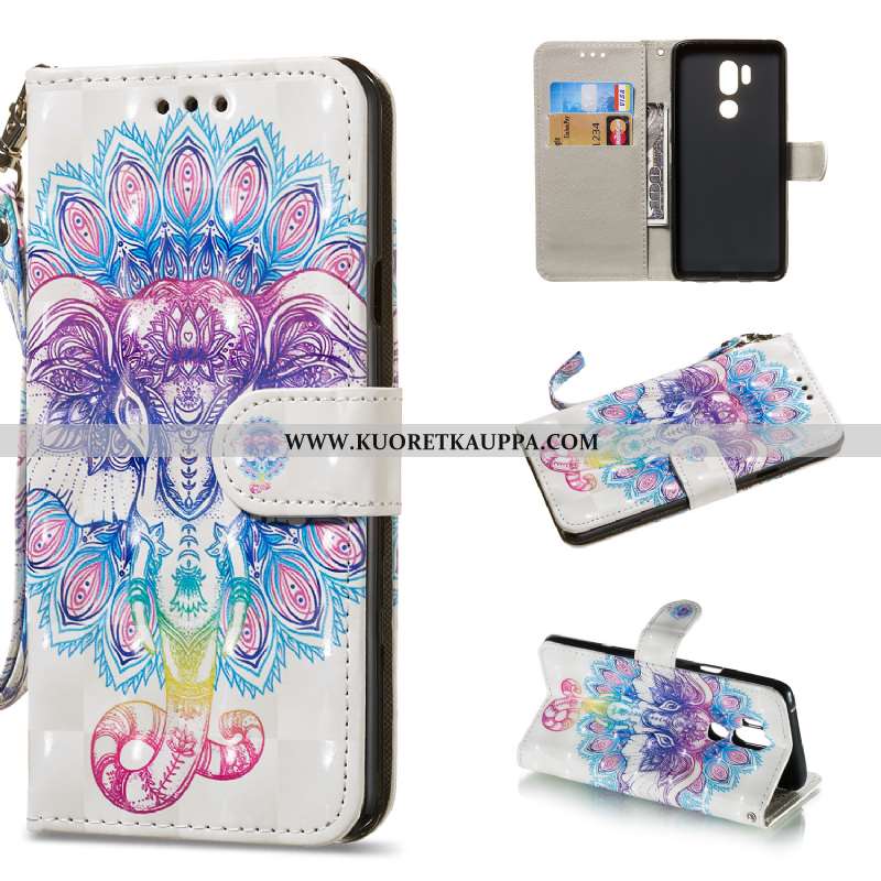 Kuori Lg G7 Thinq, Kuoret Lg G7 Thinq, Kotelo Lg G7 Thinq Nahkakuori Suojaus Tuki Malli Sininen