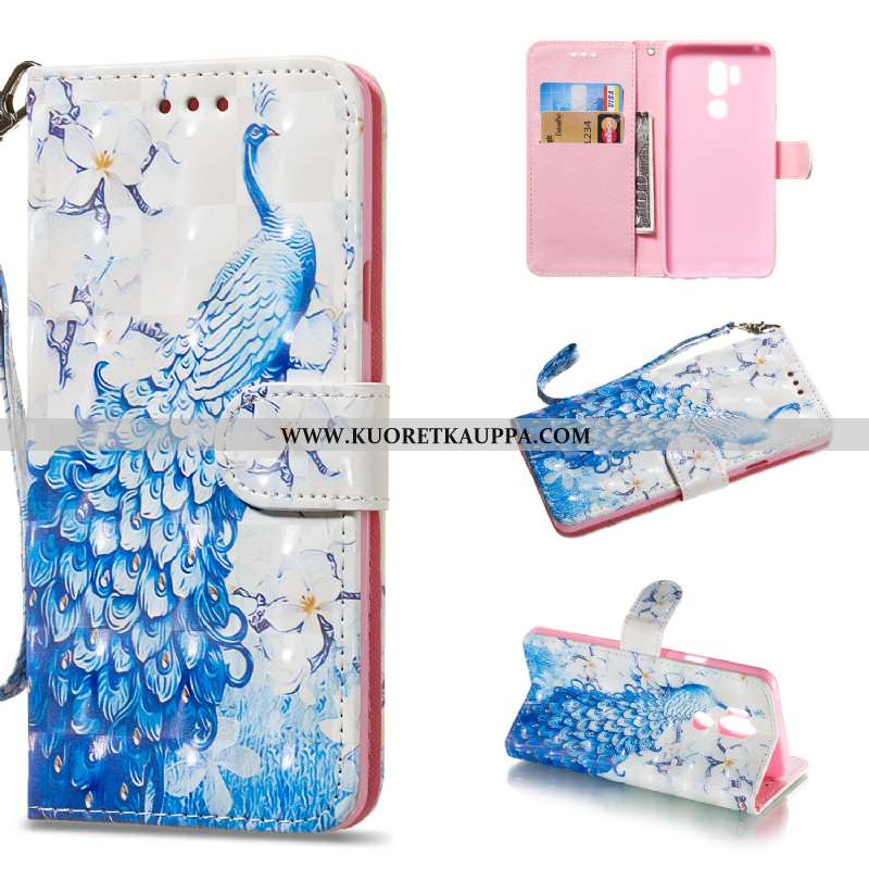 Kuori Lg G7 Thinq, Kuoret Lg G7 Thinq, Kotelo Lg G7 Thinq Nahkakuori Suojaus Tuki Malli Sininen