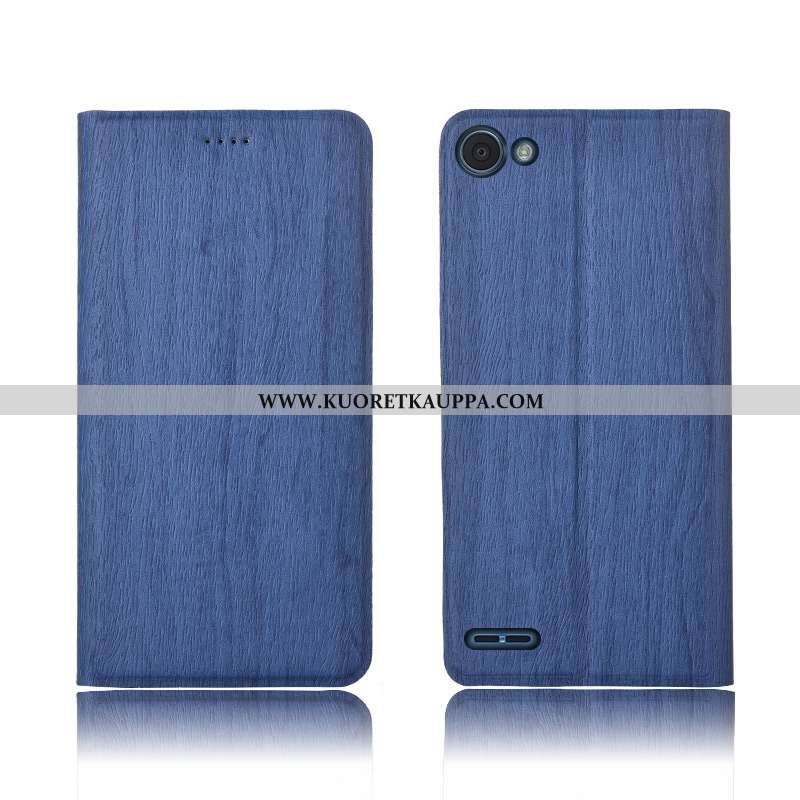 Kuori Lg Q6, Kuoret Lg Q6, Kotelo Lg Q6 Nahkakuori Kukkakuvio Murtumaton Puu Silikoni Sininen