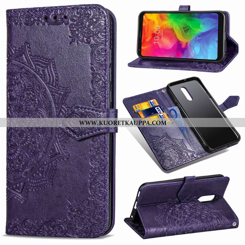 Kuori Lg Q7, Kuoret Lg Q7, Kotelo Lg Q7 Kohokuviointi Nahka Suojauskuori Musta 2020 Mustat