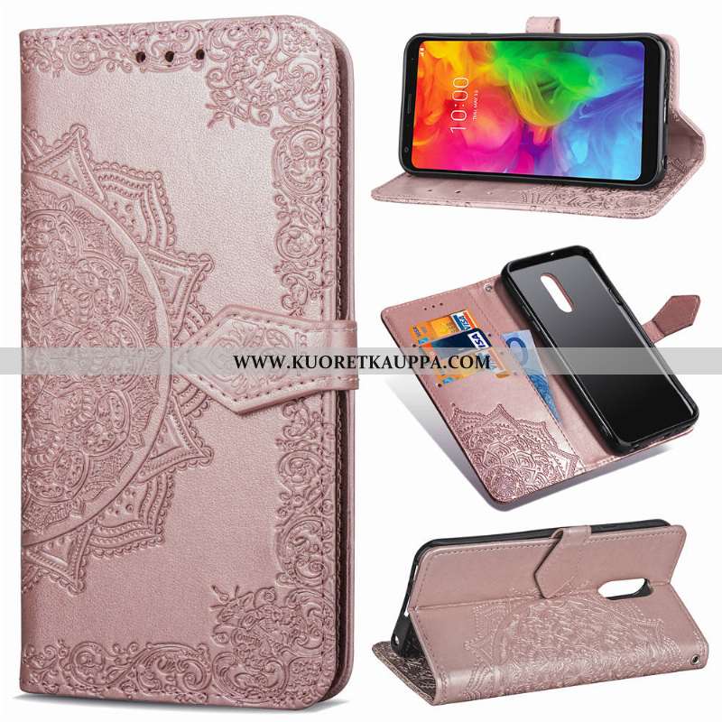 Kuori Lg Q7, Kuoret Lg Q7, Kotelo Lg Q7 Kohokuviointi Nahka Suojauskuori Musta 2020 Mustat