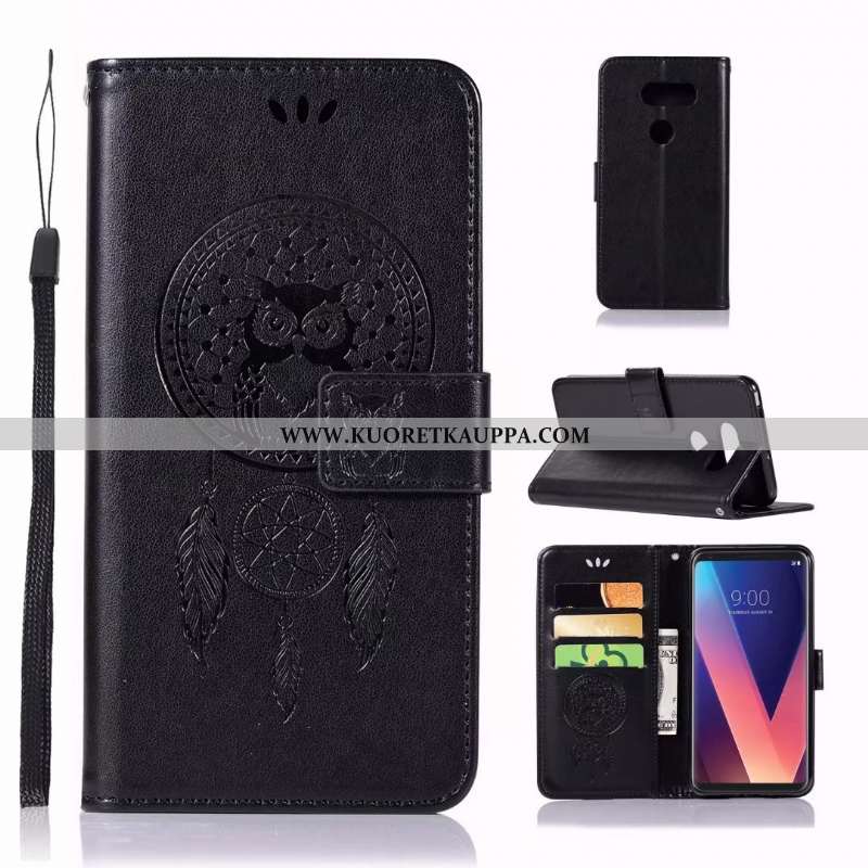 Kuori Lg V30, Kuoret Lg V30, Kotelo Lg V30 Nahkakuori Silikonikuori Murtumaton Mustat