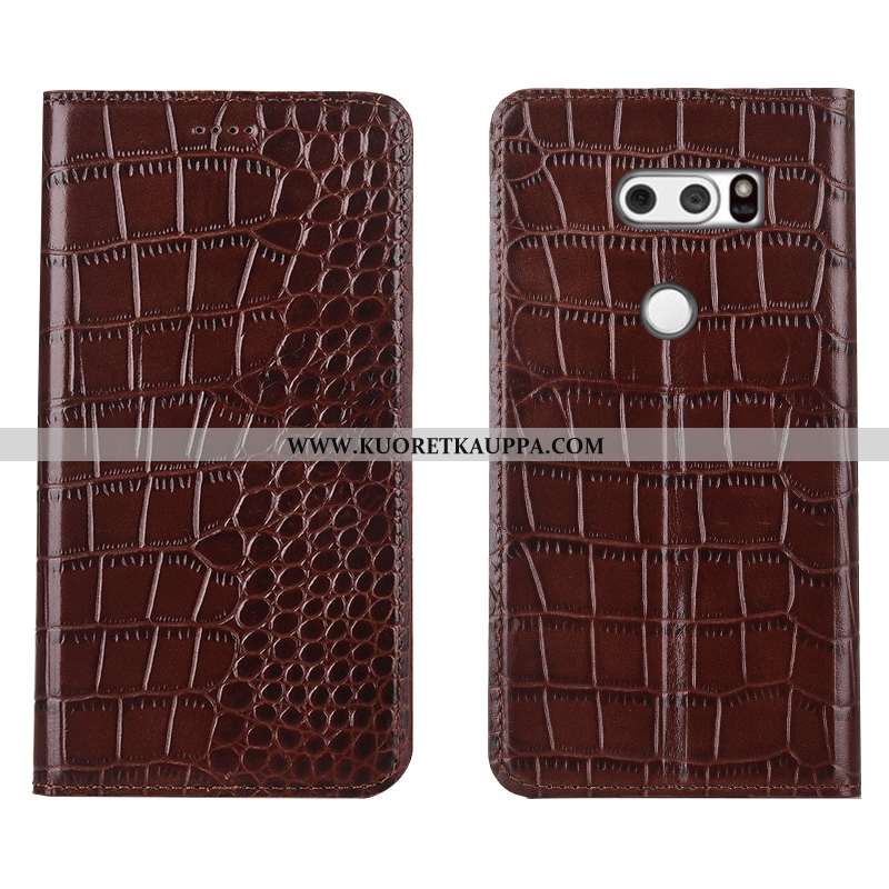 Kuori Lg V30, Kuoret Lg V30, Kotelo Lg V30 Suojaus Aito Nahka Puhelimen Murtumaton Punainen