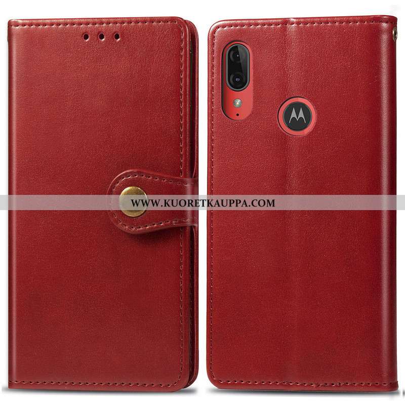 Kuori Moto E6 Plus, Kuoret Moto E6 Plus, Kotelo Moto E6 Plus Nahkakuori Ripustettavat Koristeet Puna