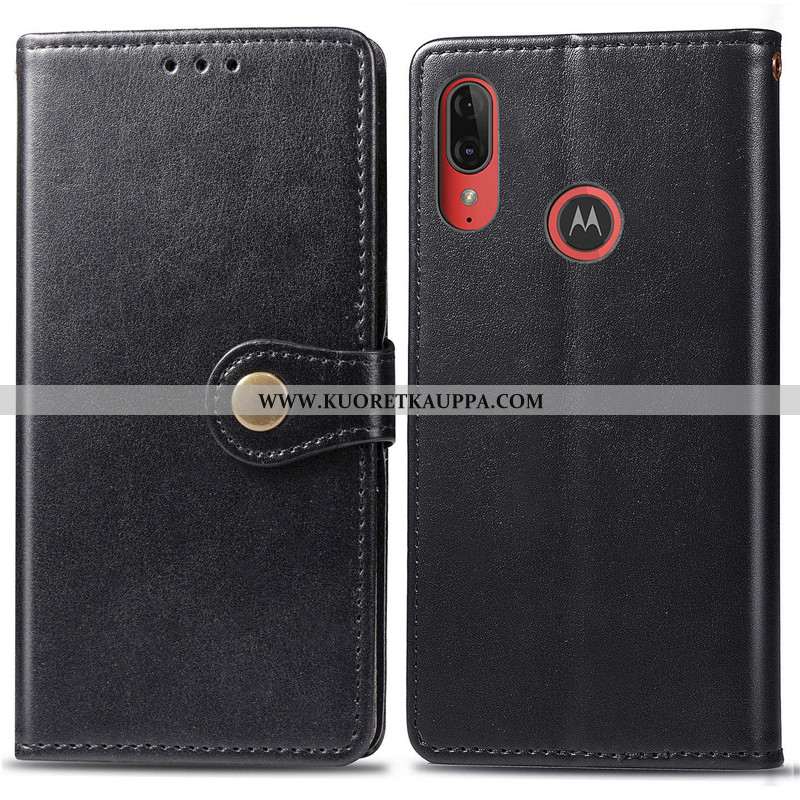 Kuori Moto E6 Plus, Kuoret Moto E6 Plus, Kotelo Moto E6 Plus Nahkakuori Ripustettavat Koristeet Puna