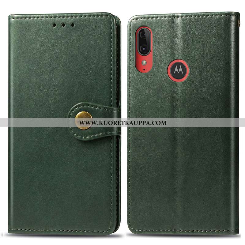 Kuori Moto E6 Plus, Kuoret Moto E6 Plus, Kotelo Moto E6 Plus Nahkakuori Ripustettavat Koristeet Puna