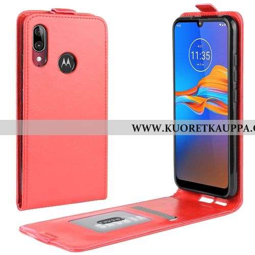 Kuori Moto E6 Plus, Kuoret Moto E6 Plus, Kotelo Moto E6 Plus Nahkakuori Salkku Punainen Liiketoimint