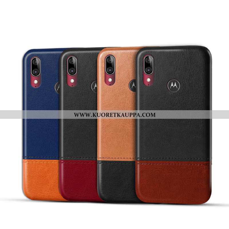 Kuori Moto E6 Plus, Kuoret Moto E6 Plus, Kotelo Moto E6 Plus Nahkakuori Suojaus Puhelimen Musta Must