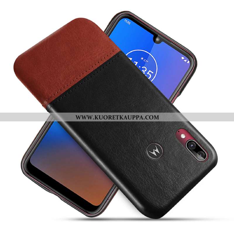 Kuori Moto E6 Plus, Kuoret Moto E6 Plus, Kotelo Moto E6 Plus Nahkakuori Suojaus Puhelimen Musta Must