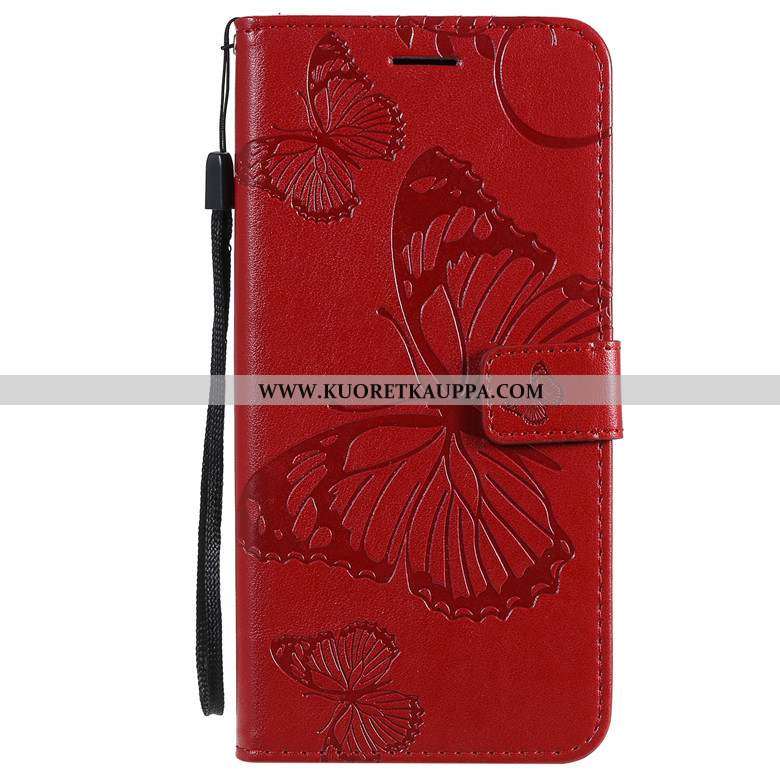 Kuori Moto E6 Plus, Kuoret Moto E6 Plus, Kotelo Moto E6 Plus Silikoni Suojaus Punainen Nahkakuori Pe