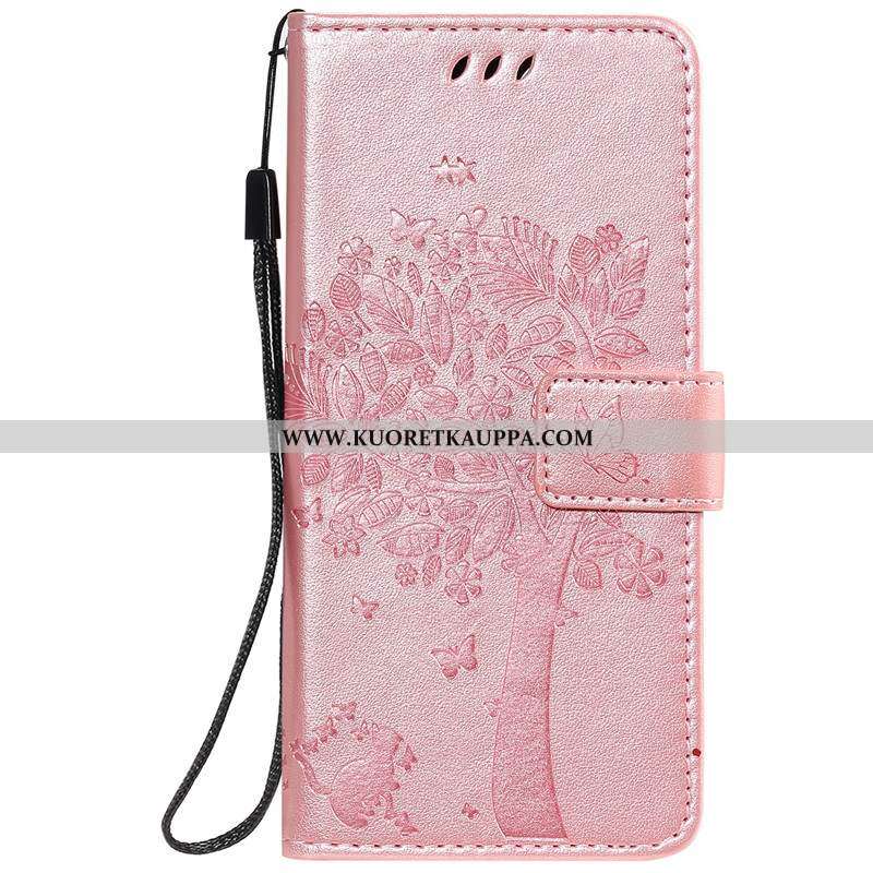 Kuori Moto E6 Plus, Kuoret Moto E6 Plus, Kotelo Moto E6 Plus Suojaus Nahkakuori Jauhe Kortti Pinkki