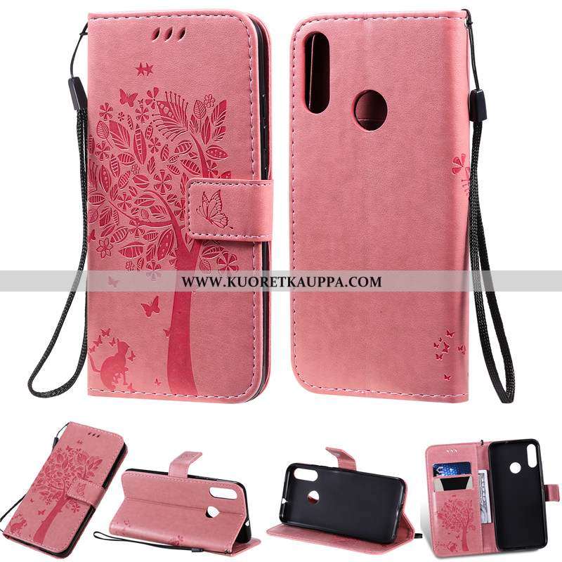 Kuori Moto E6 Plus, Kuoret Moto E6 Plus, Kotelo Moto E6 Plus Suojaus Nahkakuori Jauhe Kortti Pinkki