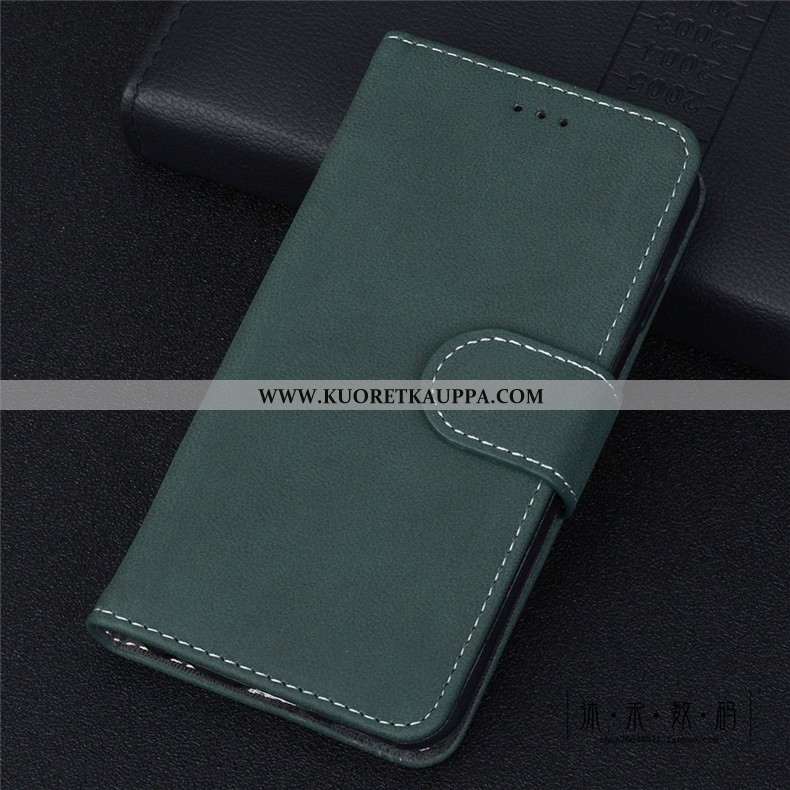 Kuori Moto E6 Plus, Kuoret Moto E6 Plus, Kotelo Moto E6 Plus Vuosikerta Suojaus Pesty Suede Vihreä