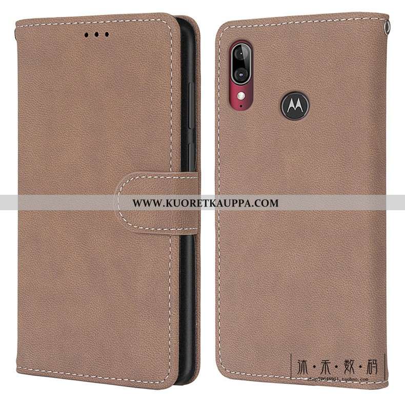 Kuori Moto E6 Plus, Kuoret Moto E6 Plus, Kotelo Moto E6 Plus Vuosikerta Suojaus Pesty Suede Vihreä