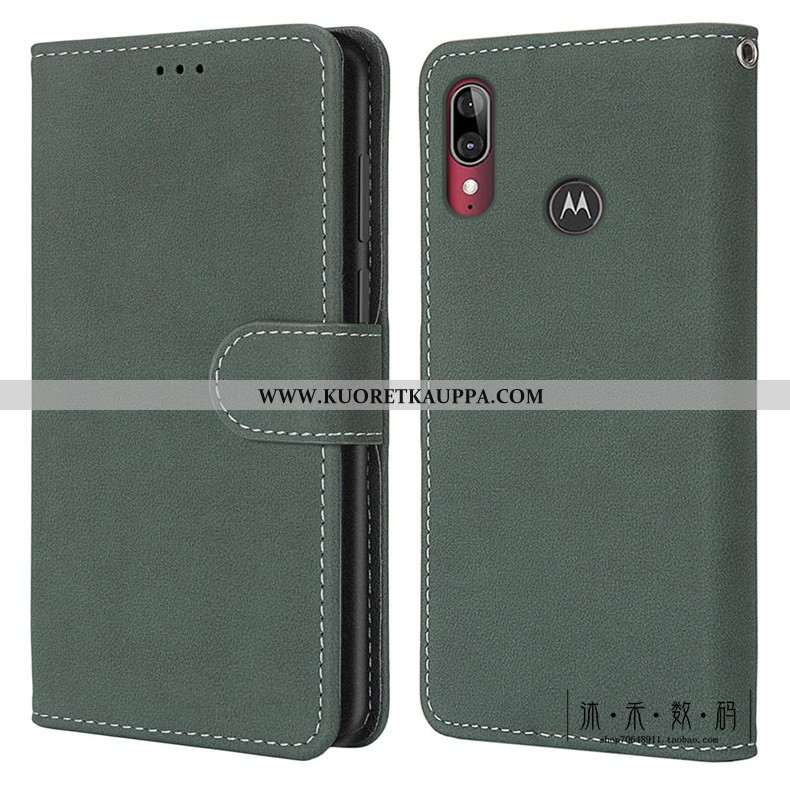 Kuori Moto E6 Plus, Kuoret Moto E6 Plus, Kotelo Moto E6 Plus Vuosikerta Suojaus Pesty Suede Vihreä