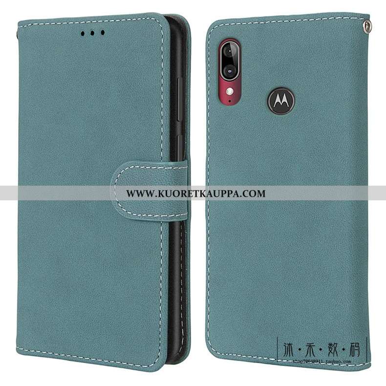 Kuori Moto E6 Plus, Kuoret Moto E6 Plus, Kotelo Moto E6 Plus Vuosikerta Suojaus Pesty Suede Vihreä