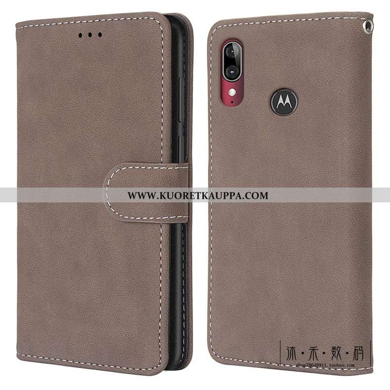 Kuori Moto E6 Plus, Kuoret Moto E6 Plus, Kotelo Moto E6 Plus Vuosikerta Suojaus Pesty Suede Vihreä