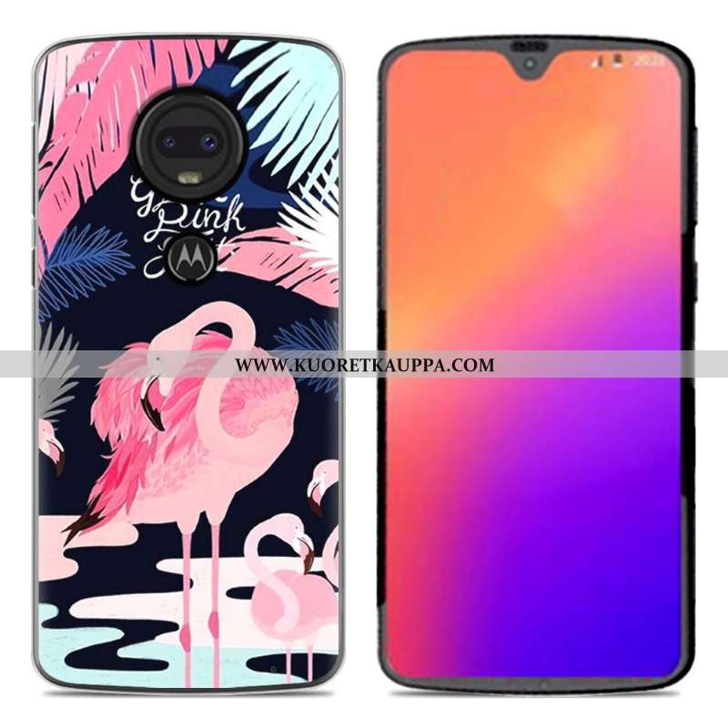 Kuori Moto G7, Kuoret Moto G7, Kotelo Moto G7 Luova Sarjakuva Uusi Pehmeä Neste Pinkki