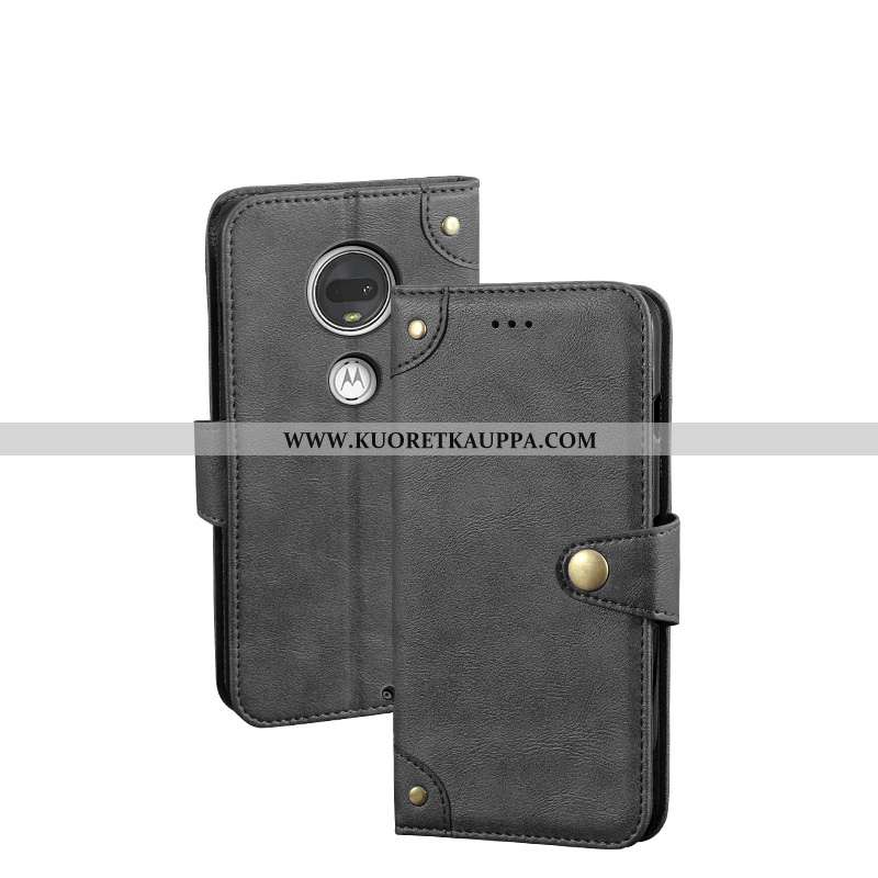 Kuori Moto G7, Kuoret Moto G7, Kotelo Moto G7 Suojaus Nahkakuori Tuuli Musta Mustat