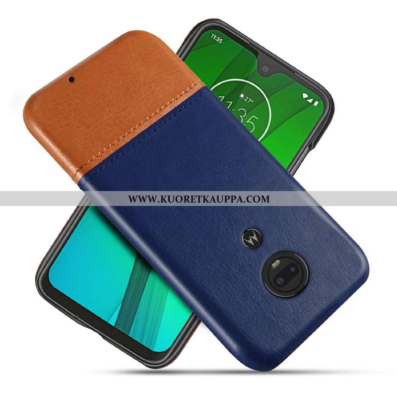 Kuori Moto G7, Kuoret Moto G7, Kotelo Moto G7 Suojaus Persoonallisuus Nahka Sininen