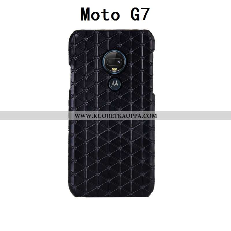 Kuori Moto G7, Kuoret Moto G7, Kotelo Moto G7 Tila Ylellisyys Lehmä Takakansi Mustat