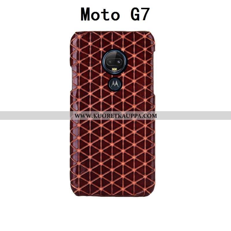Kuori Moto G7, Kuoret Moto G7, Kotelo Moto G7 Tila Ylellisyys Lehmä Takakansi Mustat