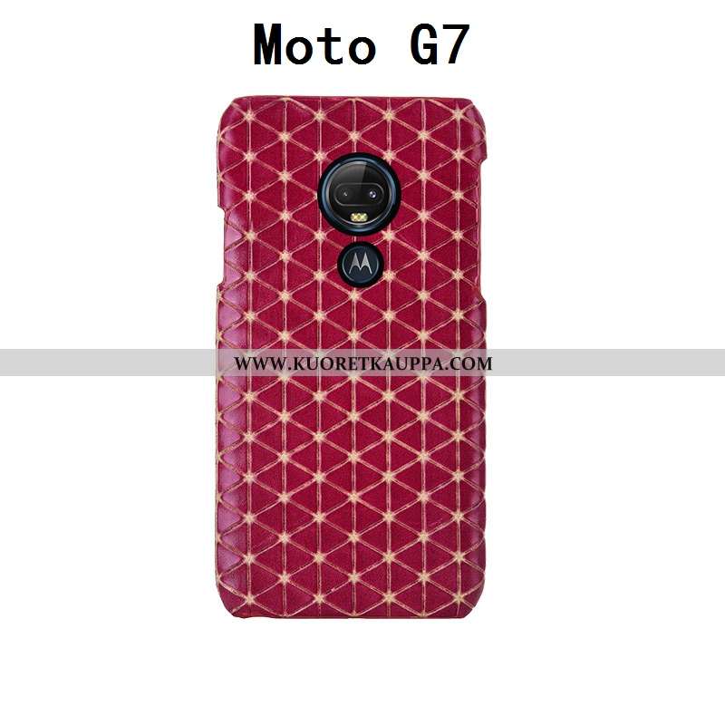 Kuori Moto G7, Kuoret Moto G7, Kotelo Moto G7 Tila Ylellisyys Lehmä Takakansi Mustat