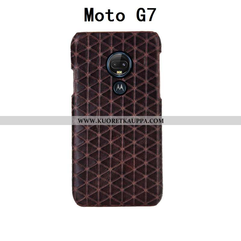 Kuori Moto G7, Kuoret Moto G7, Kotelo Moto G7 Tila Ylellisyys Lehmä Takakansi Mustat