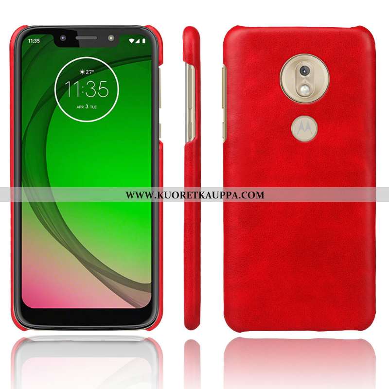Kuori Moto G7 Play, Kuoret Moto G7 Play, Kotelo Moto G7 Play Nahka Suojaus Puhelimen Oranssi