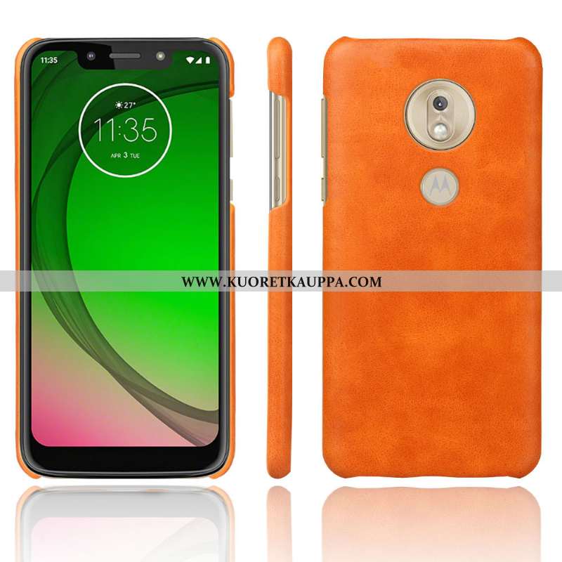 Kuori Moto G7 Play, Kuoret Moto G7 Play, Kotelo Moto G7 Play Nahka Suojaus Puhelimen Oranssi