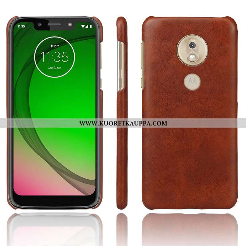 Kuori Moto G7 Play, Kuoret Moto G7 Play, Kotelo Moto G7 Play Nahka Suojaus Puhelimen Oranssi