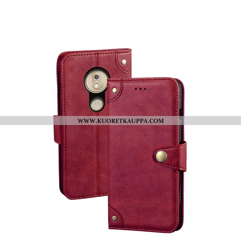 Kuori Moto G7 Play, Kuoret Moto G7 Play, Kotelo Moto G7 Play Suojaus Nahkakuori Tuuli Punainen