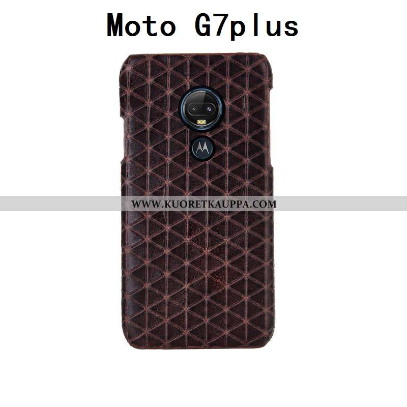 Kuori Moto G7 Plus, Kuoret Moto G7 Plus, Kotelo Moto G7 Plus Aito Nahka Suojaus Punainen Persoonalli