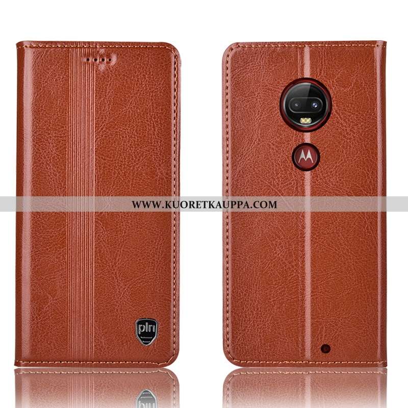 Kuori Moto G7 Plus, Kuoret Moto G7 Plus, Kotelo Moto G7 Plus Nahkakuori Suojaus All Inclusive Punain