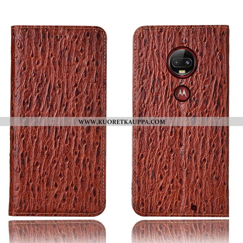 Kuori Moto G7 Plus, Kuoret Moto G7 Plus, Kotelo Moto G7 Plus Nahkakuori Suojaus All Inclusive Punain