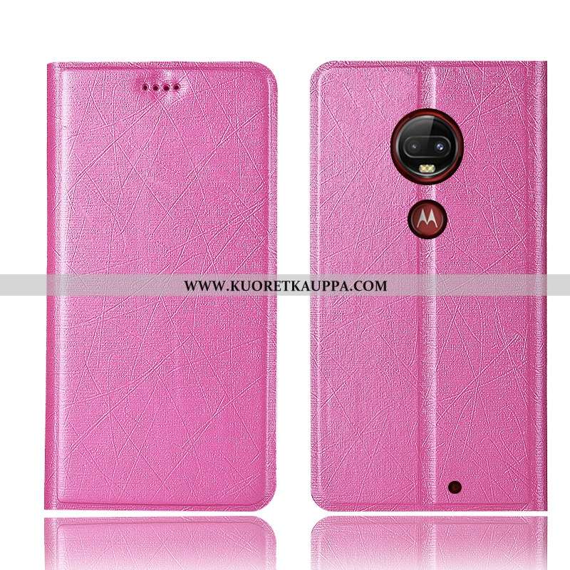 Kuori Moto G7 Plus, Kuoret Moto G7 Plus, Kotelo Moto G7 Plus Nahkakuori Suojaus Punainen Pinkki