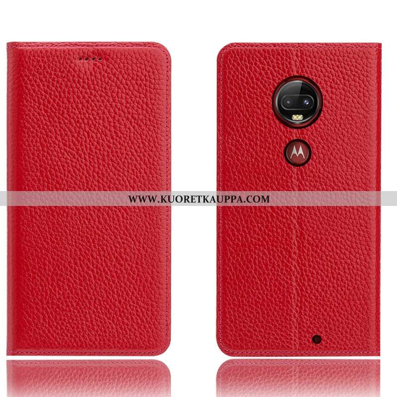 Kuori Moto G7 Plus, Kuoret Moto G7 Plus, Kotelo Moto G7 Plus Suojaus Aito Nahka Kukkakuvio Puhelimen