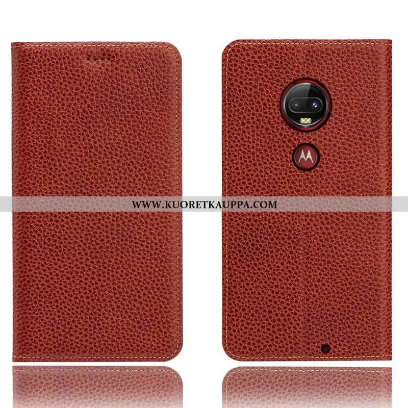 Kuori Moto G7 Plus, Kuoret Moto G7 Plus, Kotelo Moto G7 Plus Suojaus Aito Nahka Kukkakuvio Puhelimen