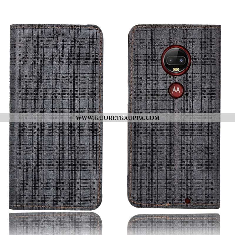 Kuori Moto G7 Plus, Kuoret Moto G7 Plus, Kotelo Moto G7 Plus Suojaus Nahkakuori Musta All Inclusive 