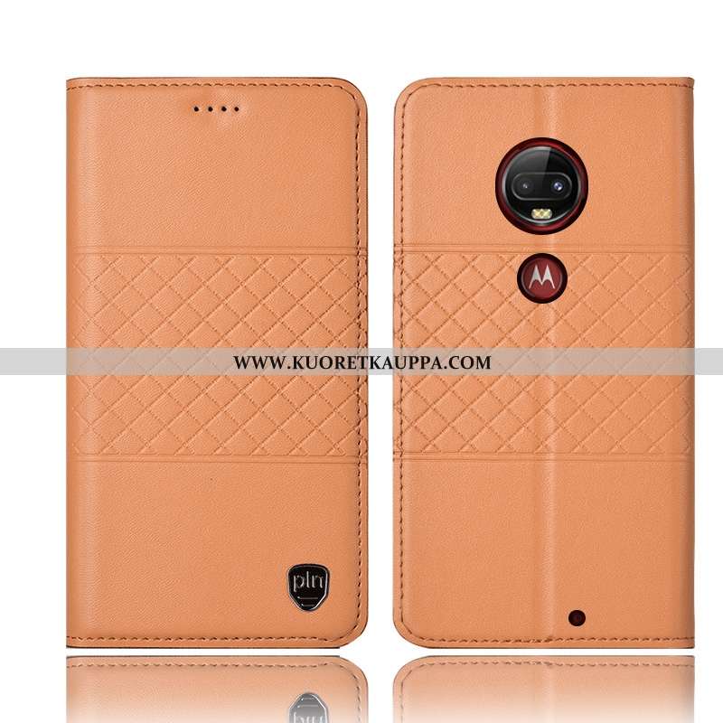 Kuori Moto G7 Plus, Kuoret Moto G7 Plus, Kotelo Moto G7 Plus Suojaus Nahkakuori Puhelimen Keltainen 