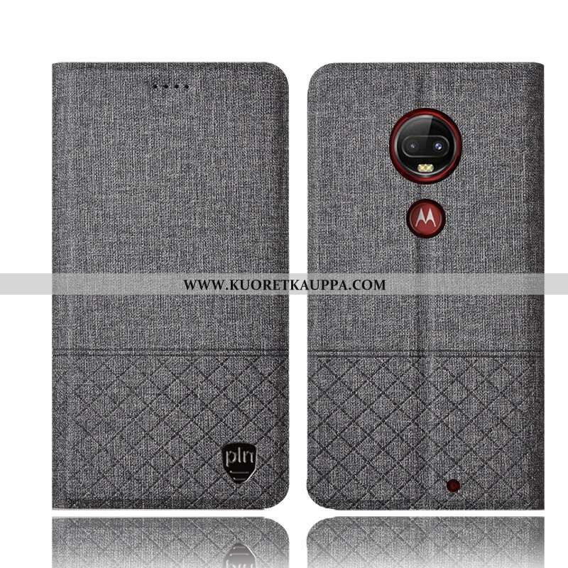 Kuori Moto G7 Plus, Kuoret Moto G7 Plus, Kotelo Moto G7 Plus Suojaus Pellava Jauhe Pinkki