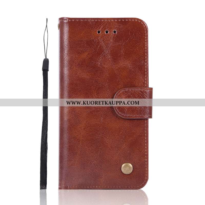 Kuori Moto G7 Power, Kuoret Moto G7 Power, Kotelo Moto G7 Power Kukkakuvio Nahkakuori Kortti Punaine