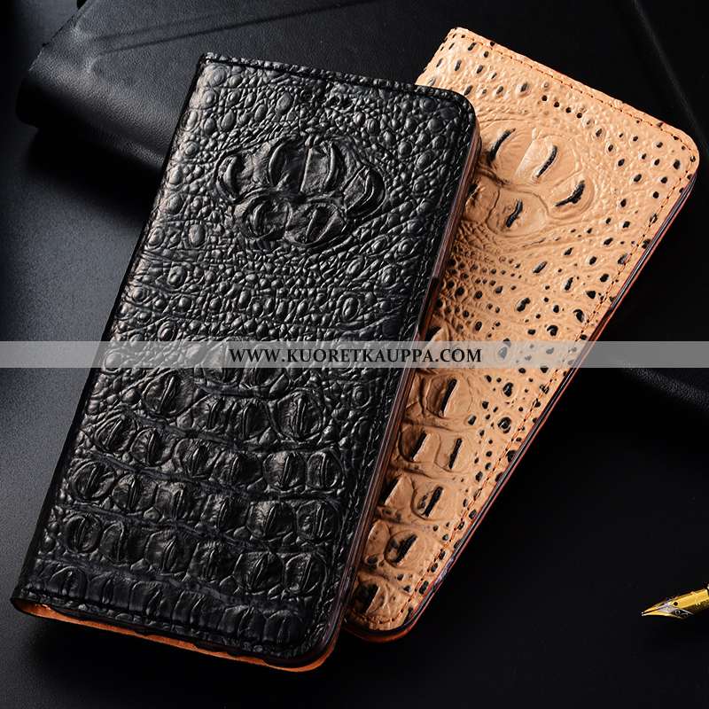 Kuori Moto G7 Power, Kuoret Moto G7 Power, Kotelo Moto G7 Power Suojaus Aito Nahka Musta Murtumaton 