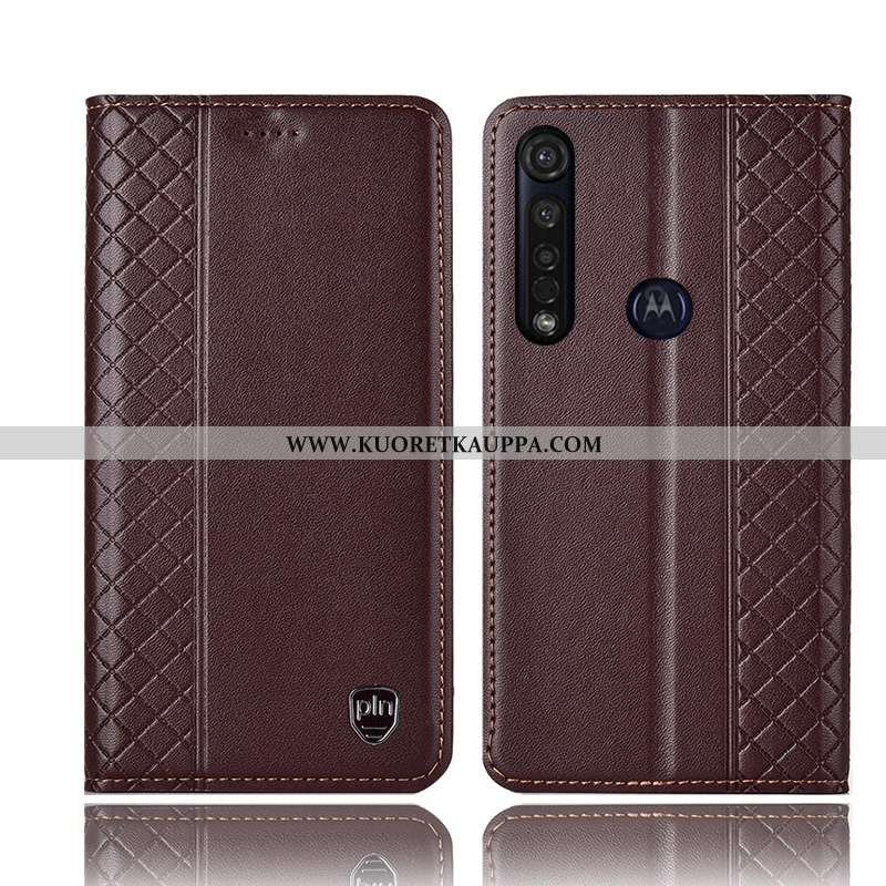Kuori Moto G8 Plus, Kuoret Moto G8 Plus, Kotelo Moto G8 Plus Aito Nahka Suojaus Puhelimen Mustat